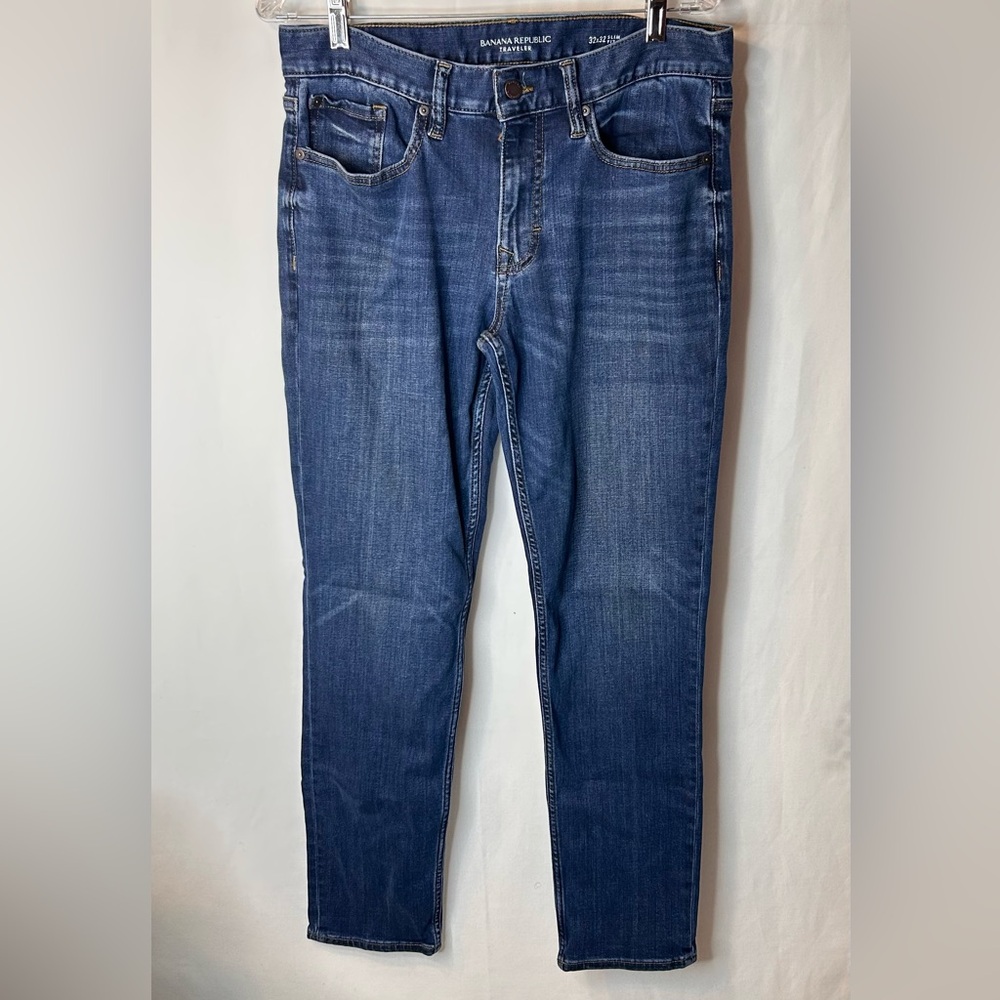 Banana Republic Men’s Dark Blue Traveler Slim Fit Jeans Denim Size 32X32